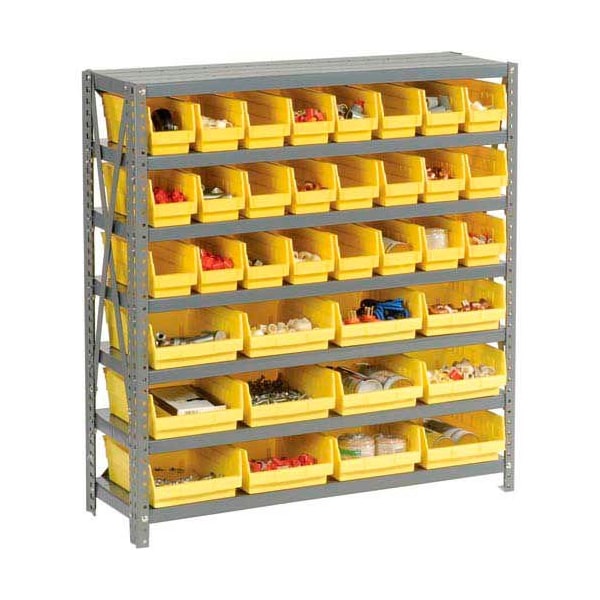 Global Industrial Steel Shelving, Total 36 4inH Plastic Shelf Bins Yellow, 36x18x39-7 Shelves 603436YL - main